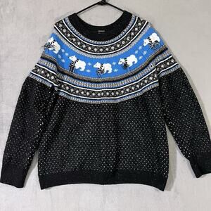 Holiday Time Polar Bear Parade Sparkle Thread Fair Isle Sweater Womens Sz XL
